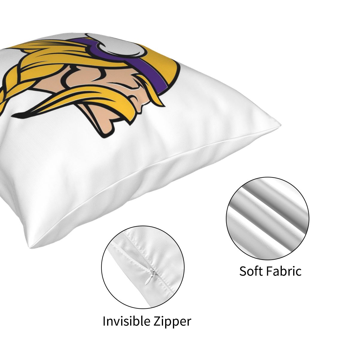 Custom Decorative Football Pillow Case Minnesota Vikings White Pillowcase Personalized Throw Pillow Covers