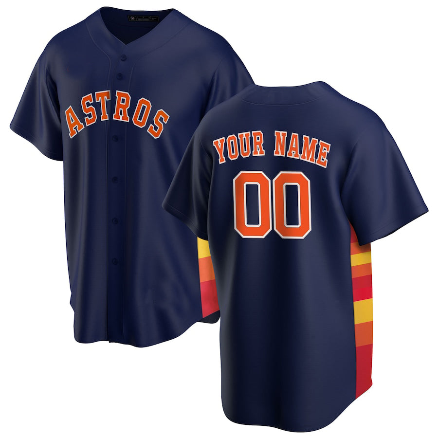 Custom Baseball Navy Houston Astros Jerseys Stitched Letter And Numbers Mesh for Men Women Youth Button Down Jersey Free Shipping