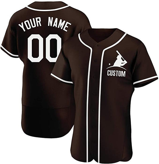 Custom Brown Stitched Baseball Jersey Personalized Button Down Baseball T Shirt