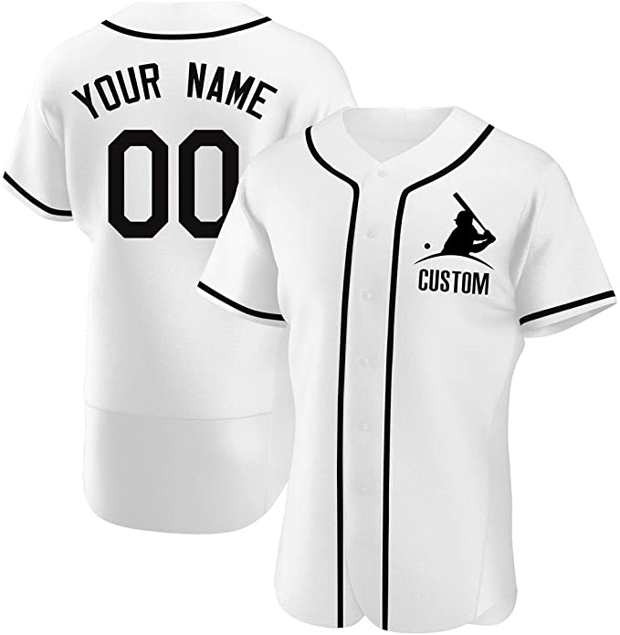 Custom White Stitched Baseball Jersey Personalized Button Down Baseball T Shirt