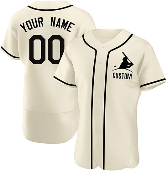 Custom White Stitched Baseball Jersey Personalized Button Down Baseball T Shirt