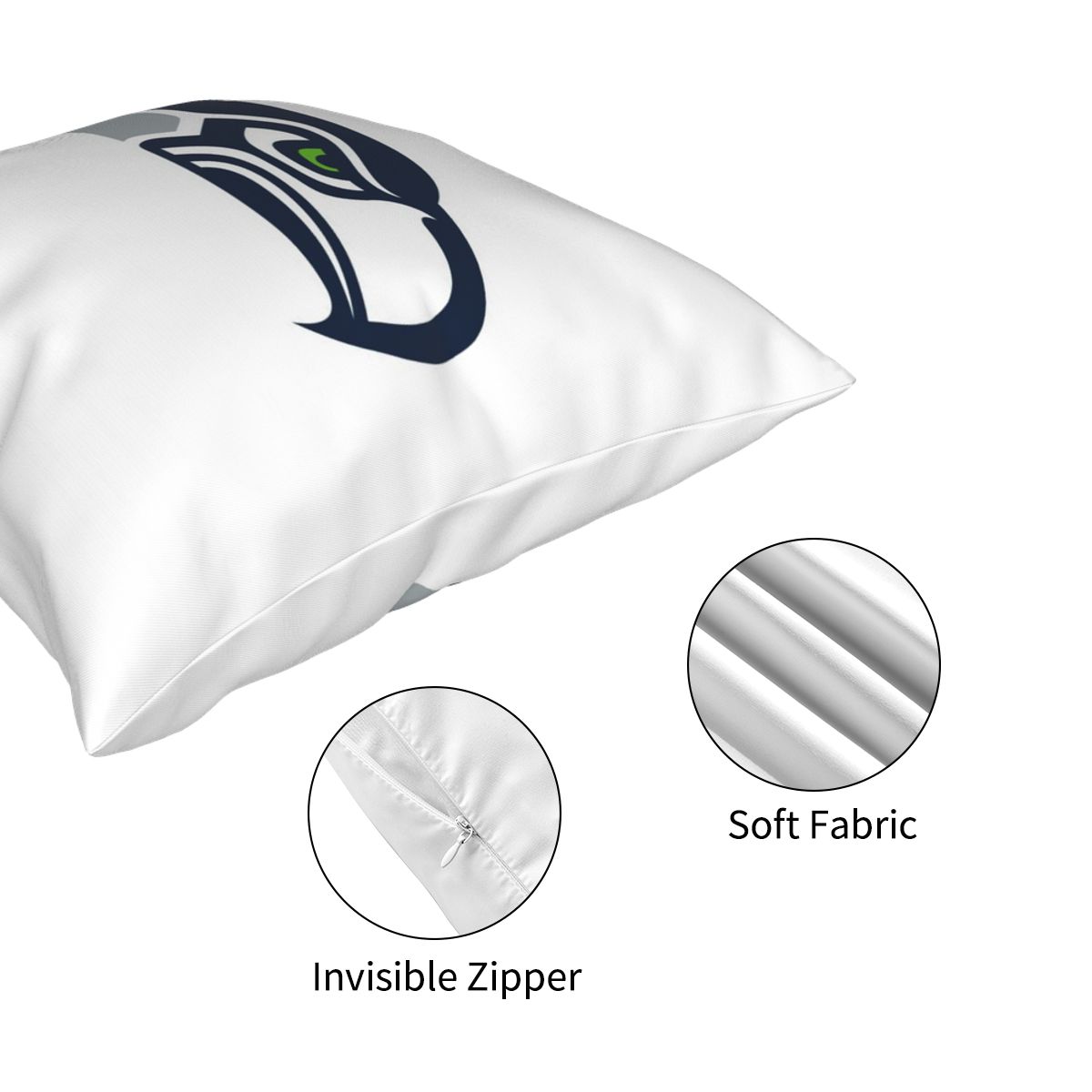 Custom Decorative Football Pillow Case Seattle Seahawks White Pillowcase Personalized Throw Pillow Covers