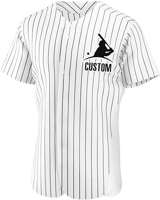 Custom White Stitched Baseball Jersey Personalized Button Down Baseball T Shirt