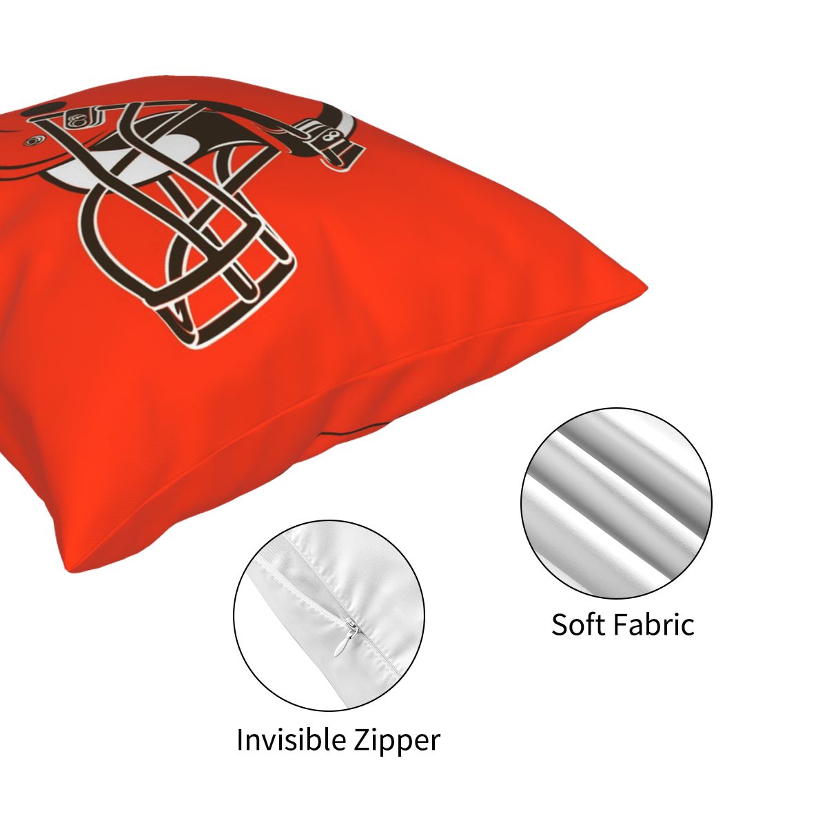 Custom Decorative Football Pillow Case Cleveland Browns Orange Pillowcase Personalized Throw Pillow Covers