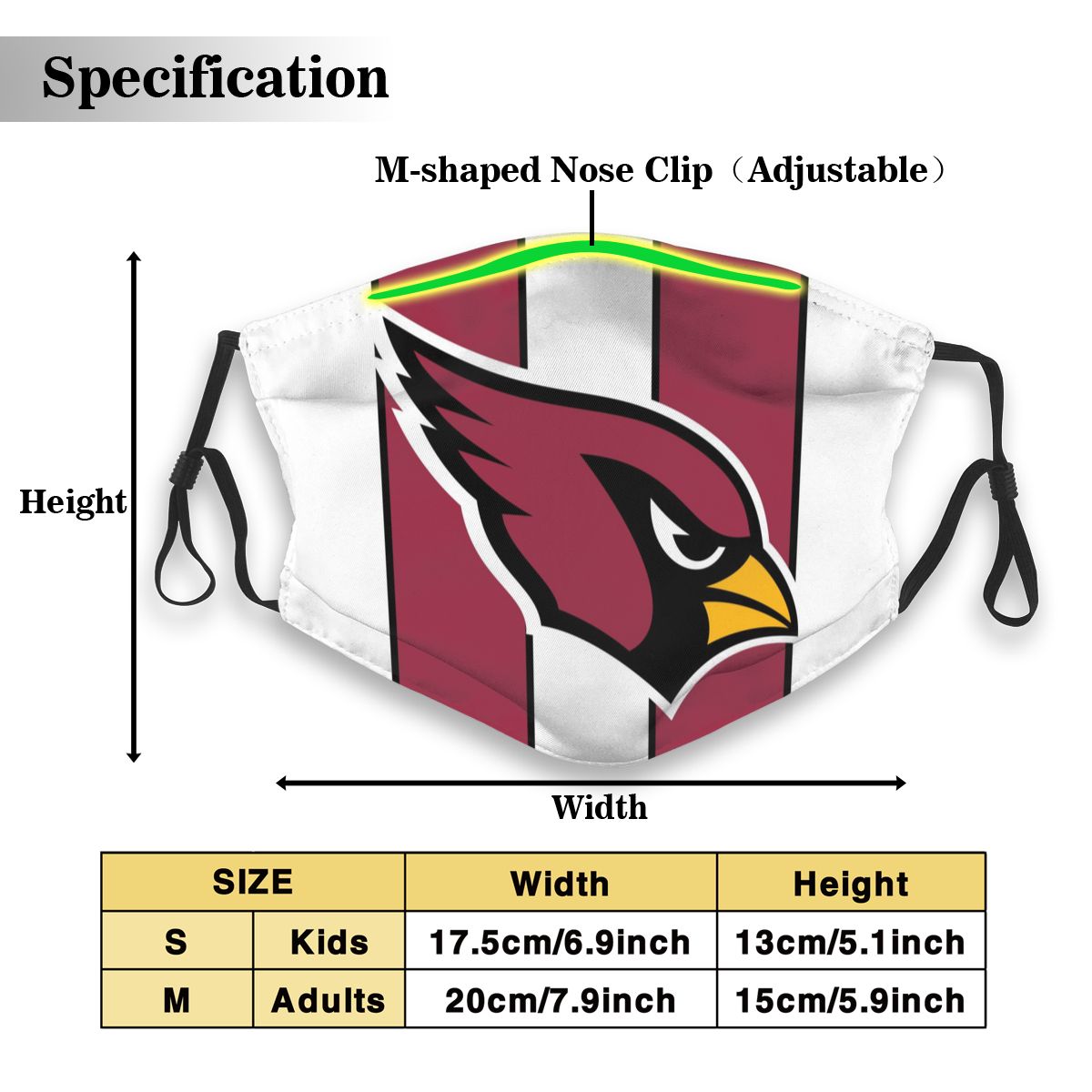 Custom Football Personalized AZ.Cardinal 01- White Dust Face Mask With Filters PM 2.5