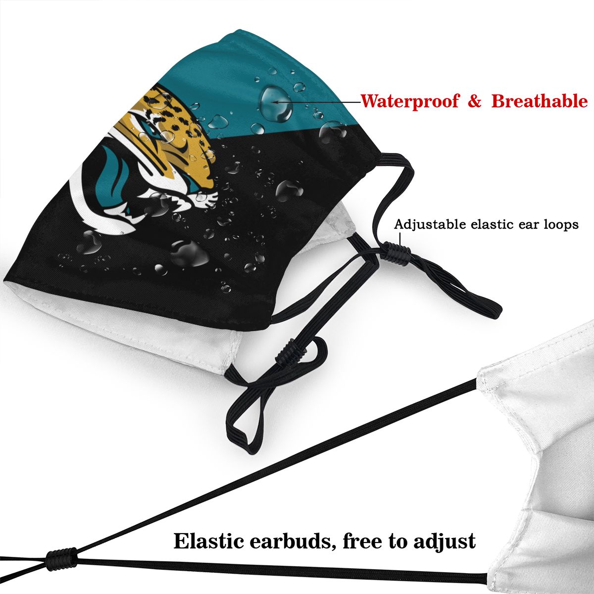 Custom Football Personalized Jacksonville Jaguars Dust Face Mask With Filters PM 2.5