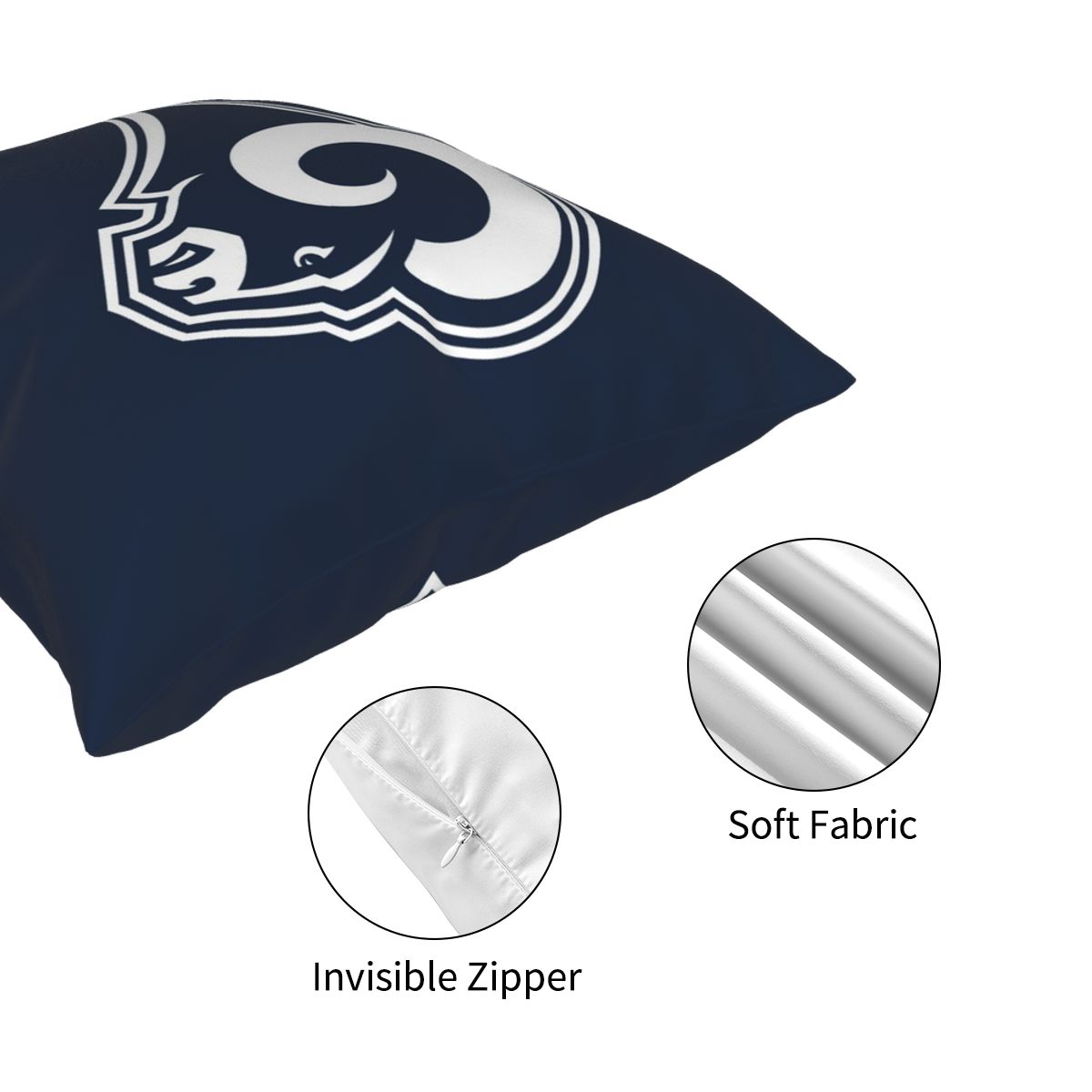 Custom Decorative Football Pillow Case Los Angeles Rams Navy Pillowcase Personalized Throw Pillow Covers