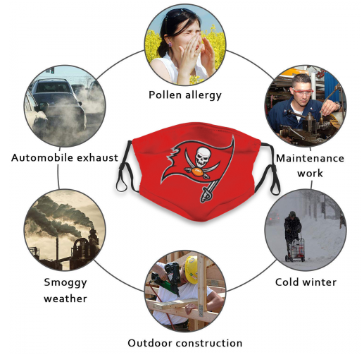 Print Football Personalized Tampa Bay Buccaneers Adult Dust Mask With Filters PM 2.5