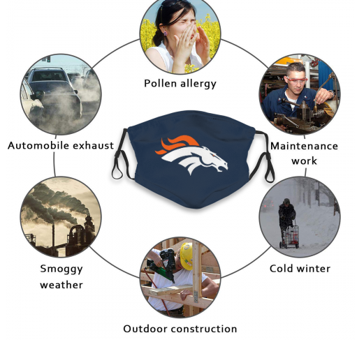 Print Football Personalized Denver Broncos Adult Dust Mask With Filters PM 2.5