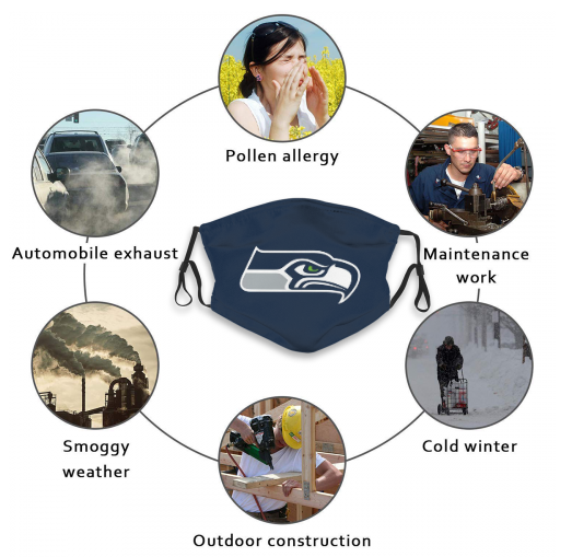 Print Football Personalized Seattle Seahawks Adult Dust Mask With Filters PM 2.5