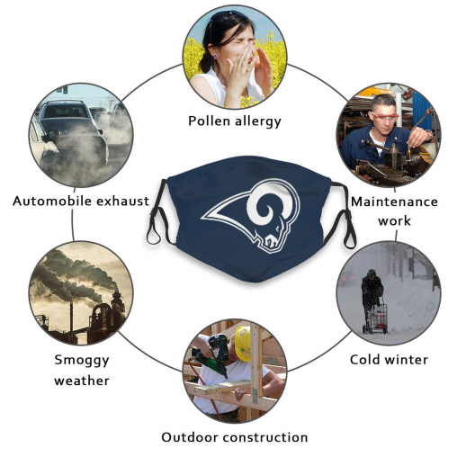 Print Football Personalized Los Angeles Rams Adult Dust Mask With Filters