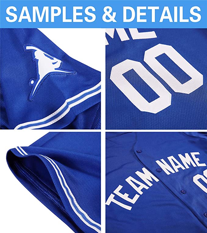 Custom Royal Stitched Baseball Jersey Personalized Button Down Baseball T Shirt