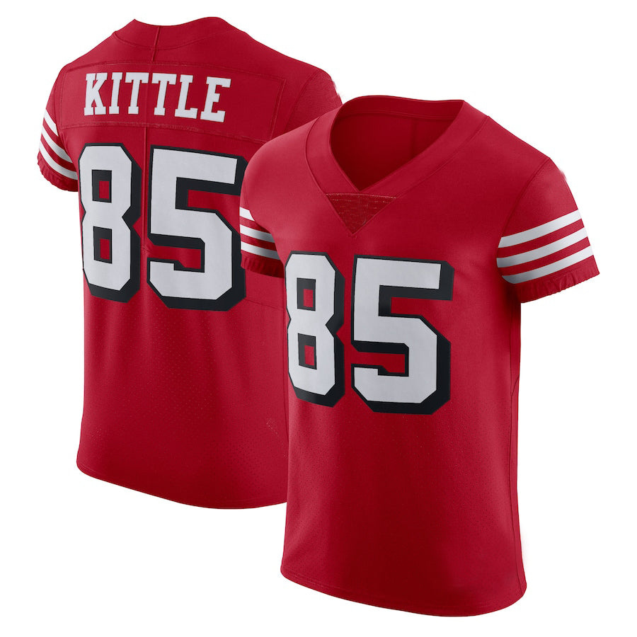 Custom 85 George Kittle New SF.49er Red Black Stitched American Football Jerseys 2022