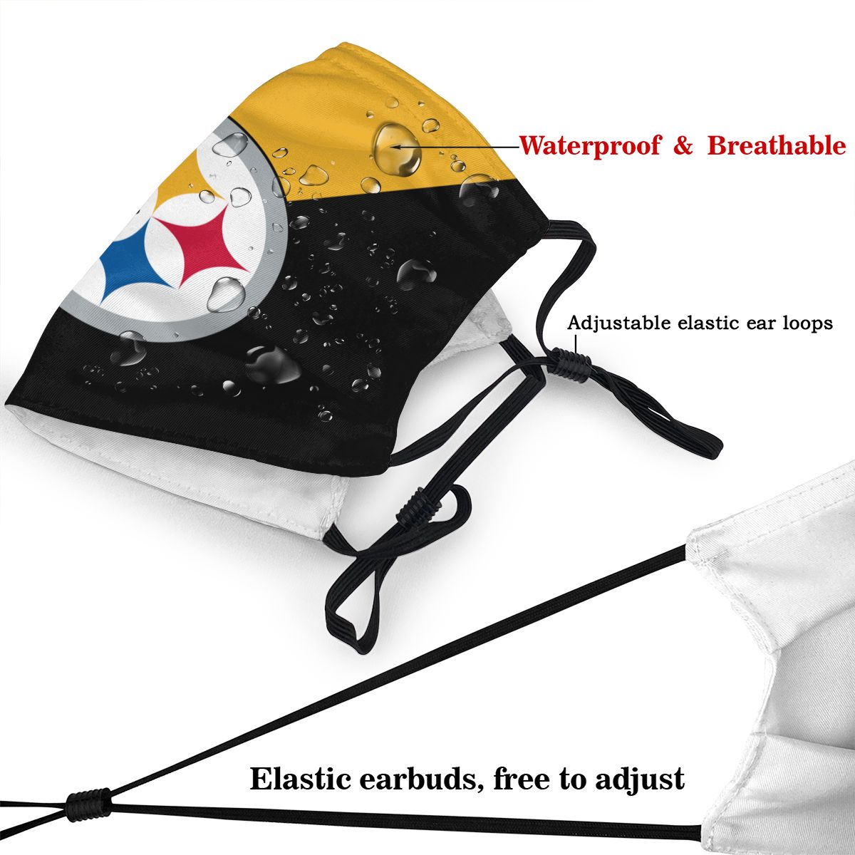 Custom Football Personalized Pittsburgh Steelers Dust Face Mask With Filters PM 2.5