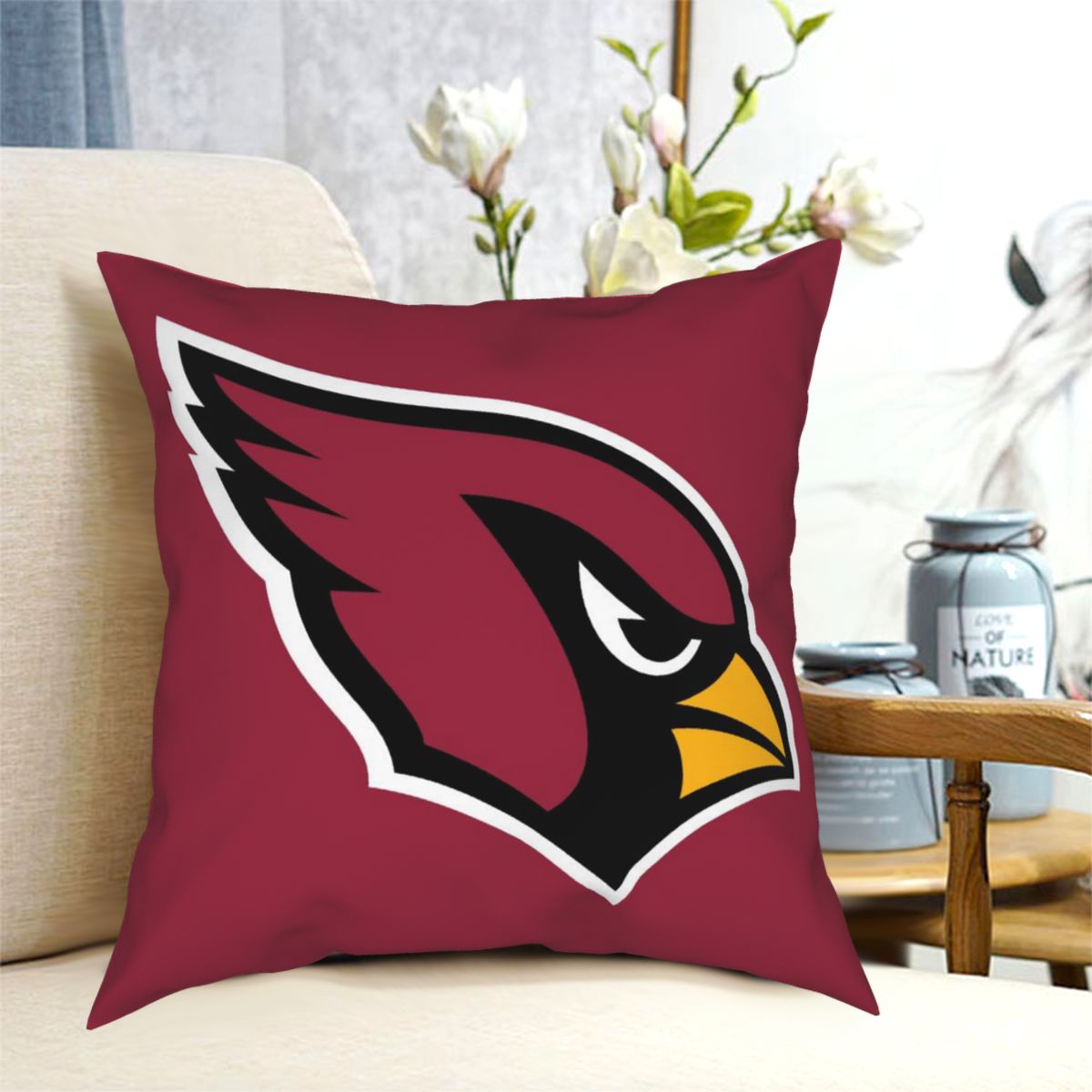 Custom Decorative Football Pillow Case Arizona Cardinals Red Pillowcase Personalized Throw Pillow Covers