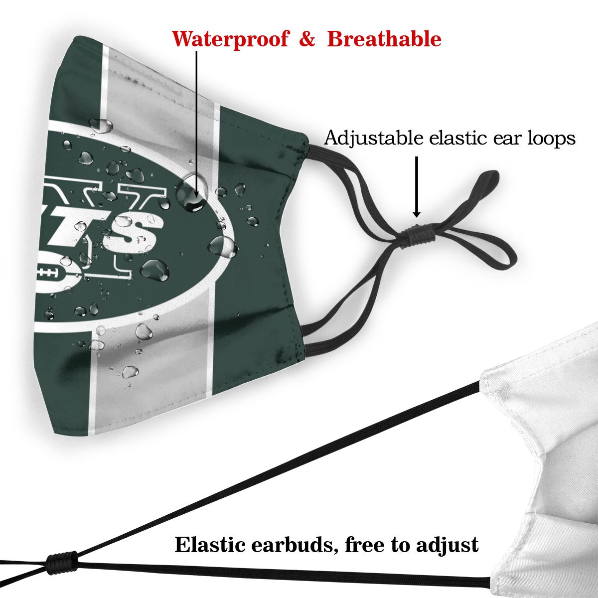 Custom Football Personalized NY.Jet 01-Green Dust Face Mask With Filters PM 2.5