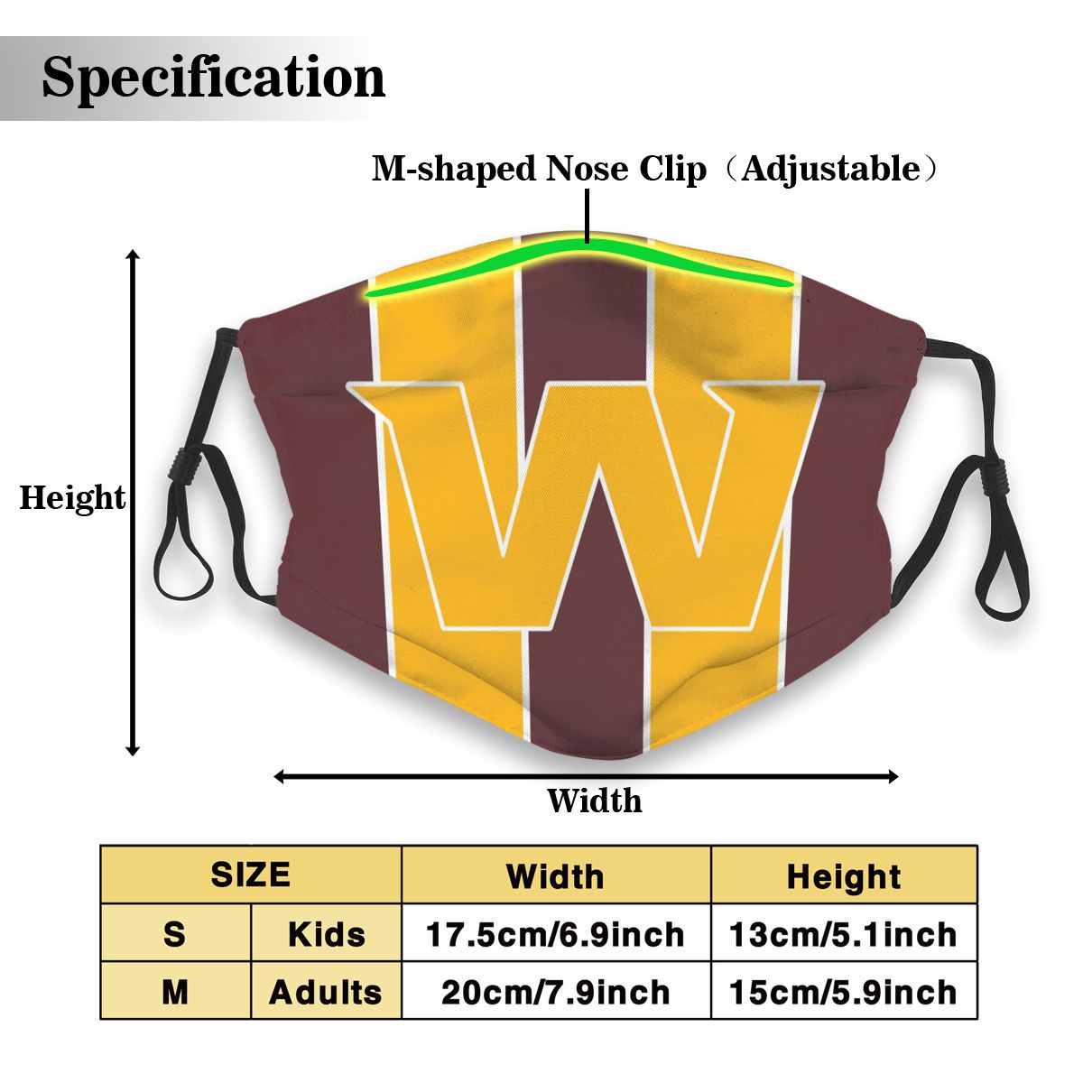 Custom Football Personalized WA.Football Team 01-Burgundy Dust Face Mask With Filters PM 2.5
