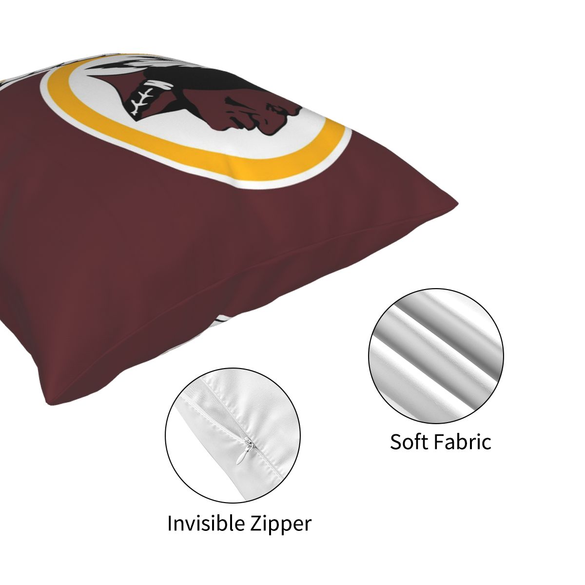 Custom Decorative Football Pillow Case Washington Redskins Burgundy Pillowcase Personalized Throw Pillow Covers