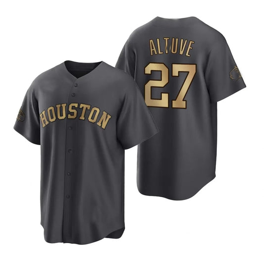Baseball Houston Astros #27 Jose Altuve Gray All Star Stitched Jerseys