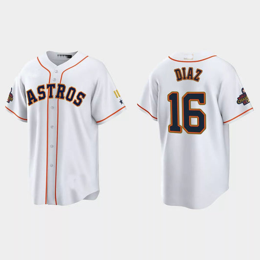 #16 Aledmys Diaz Houston Astros 2023 Gold Program Jersey ¡§C White Stitches Baseball Jerseys