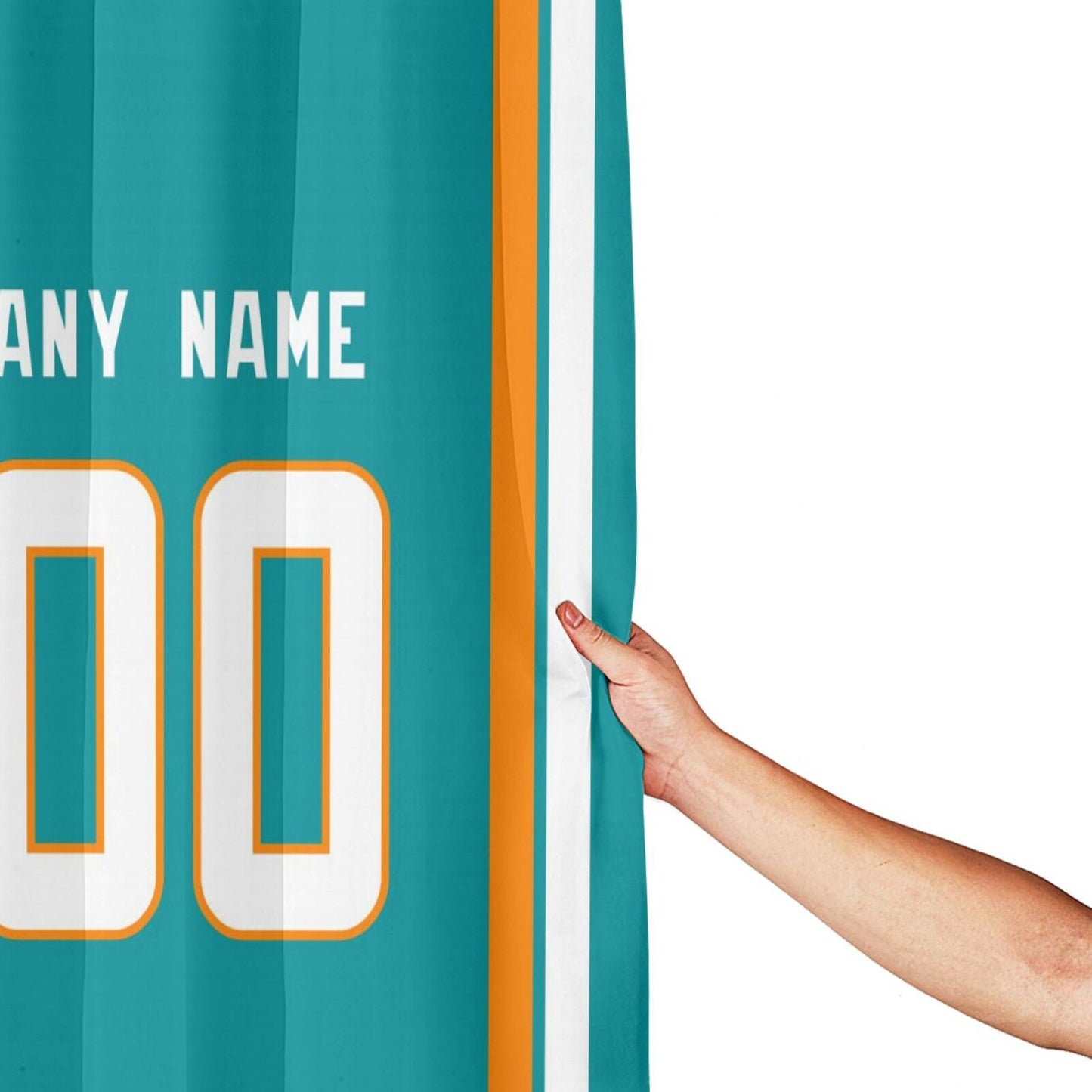 Custom Football Miami Dolphins style personalized shower curtain custom design name and number set of 12 shower curtain hooks Rings