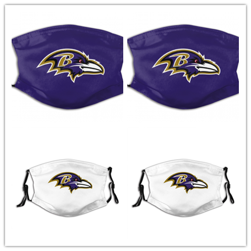 4 Pack Personalized Football Baltimore Ravens Adult Dust Mask With Filters PM 2.5