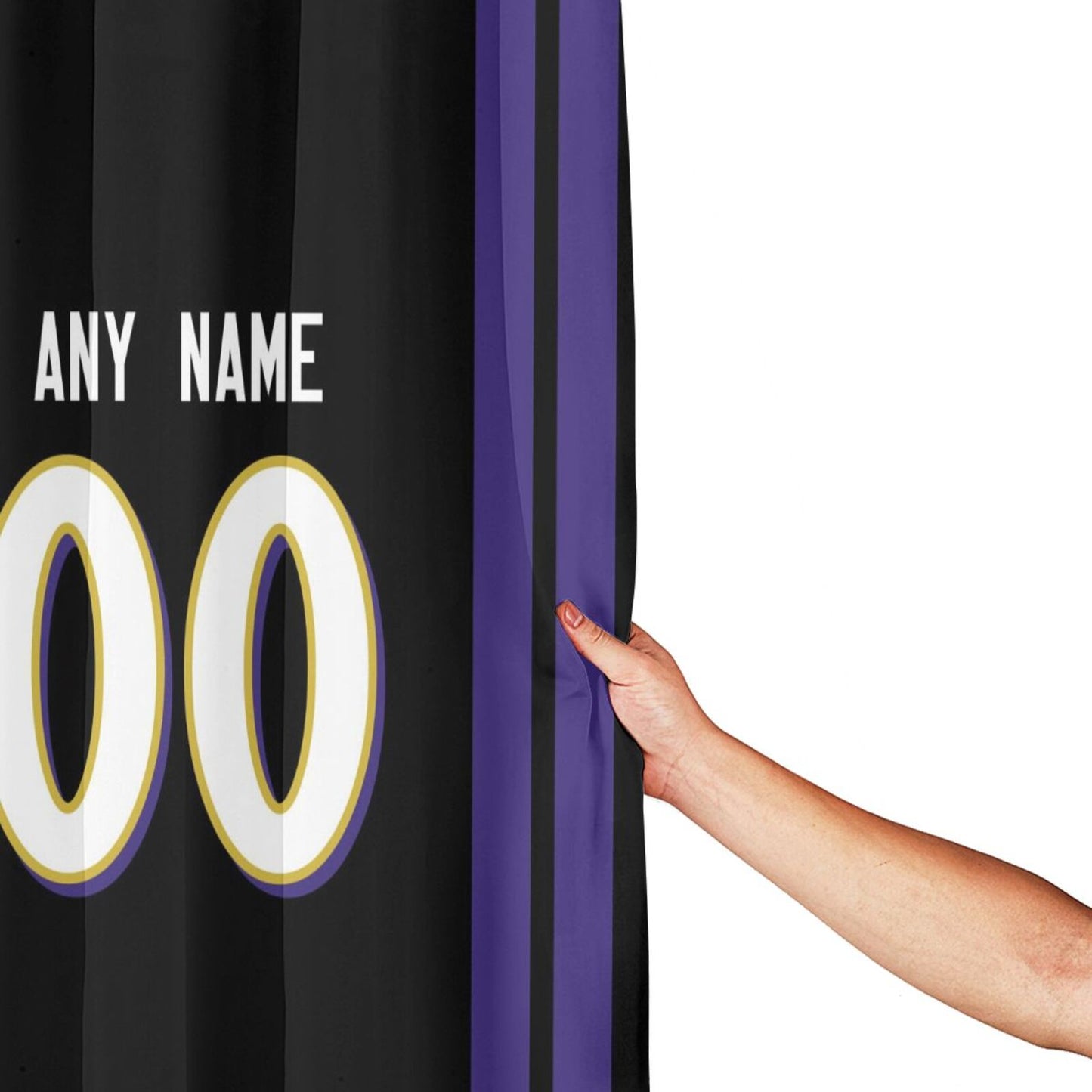 Custom Football Baltimore Ravens style personalized shower curtain custom design name and number set of 12 shower curtain hooks Rings