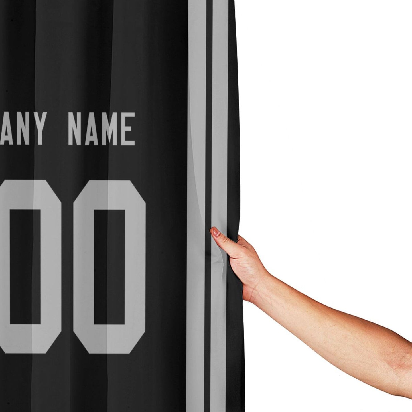 Custom Football Las Vegas Raiders style personalized shower curtain custom design name and number set of 12 shower curtain hooks Rings