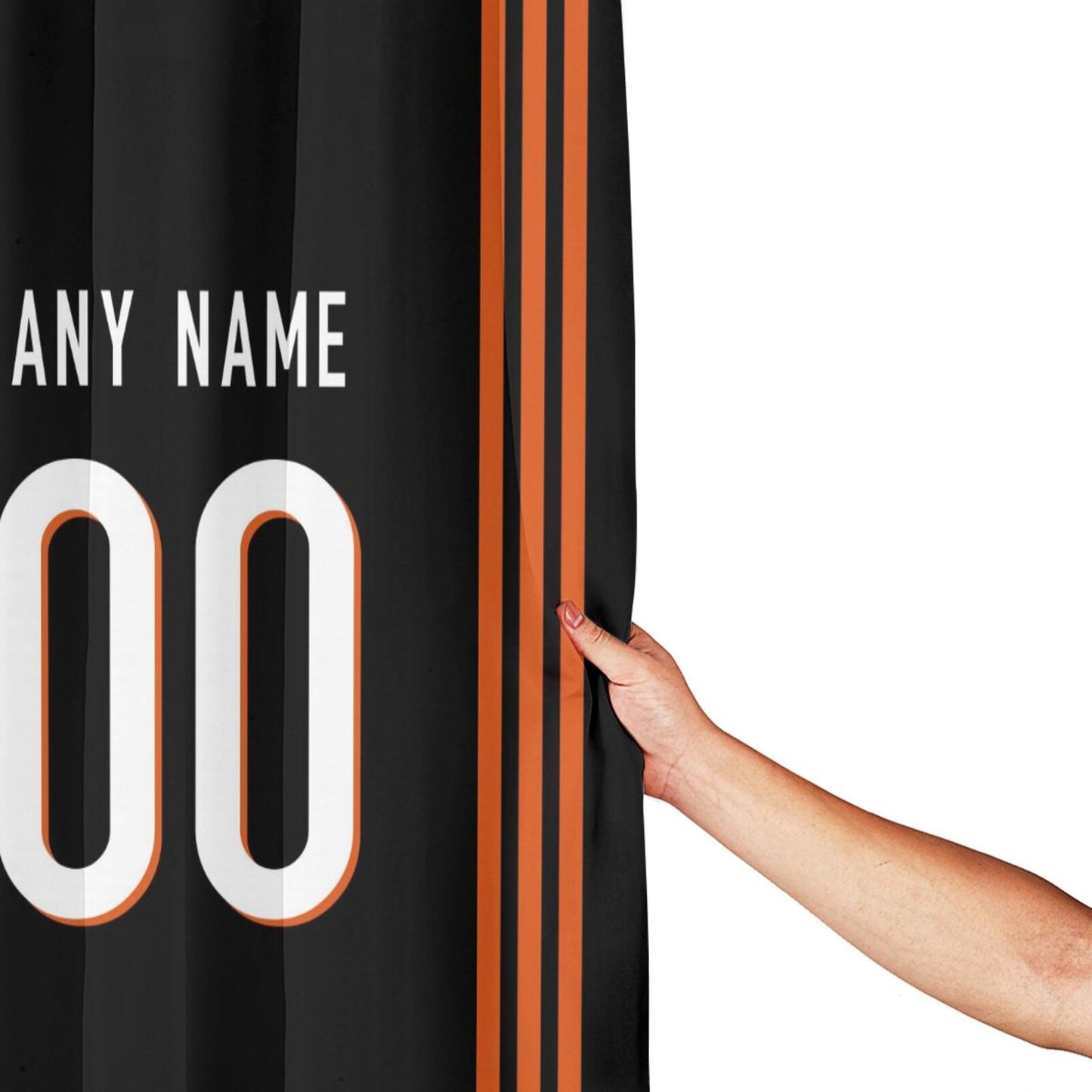 Custom Football Cincinnati Bengals style personalized shower curtain custom design name and number set of 12 shower curtain hooks Rings