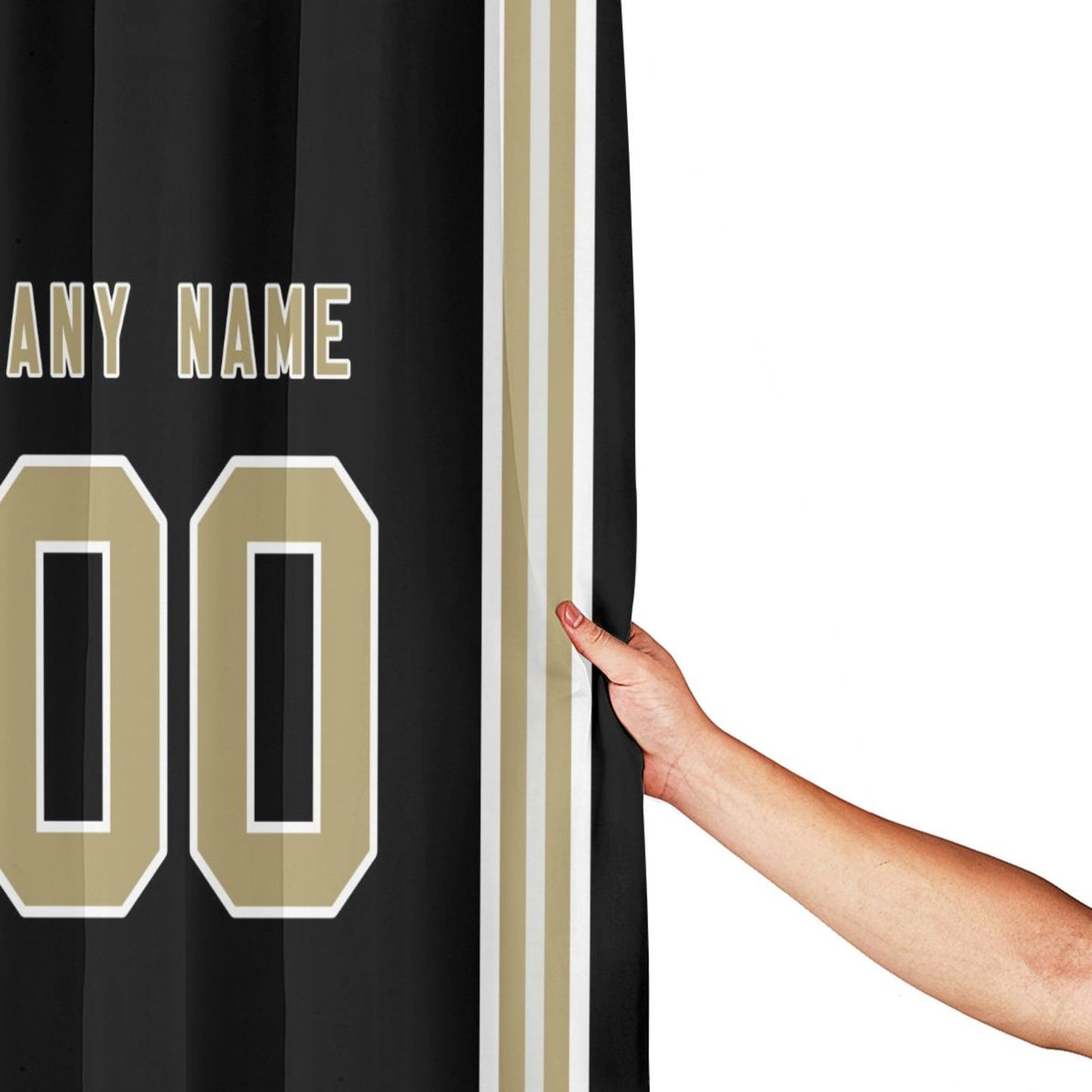 Custom Football New Orleans Saints style personalized shower curtain custom design name and number set of 12 shower curtain hooks Rings