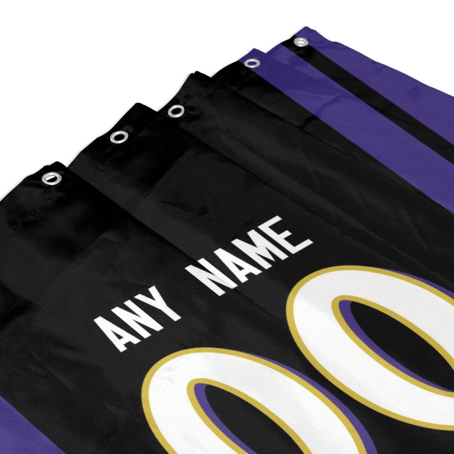 Custom Football Baltimore Ravens style personalized shower curtain custom design name and number set of 12 shower curtain hooks Rings
