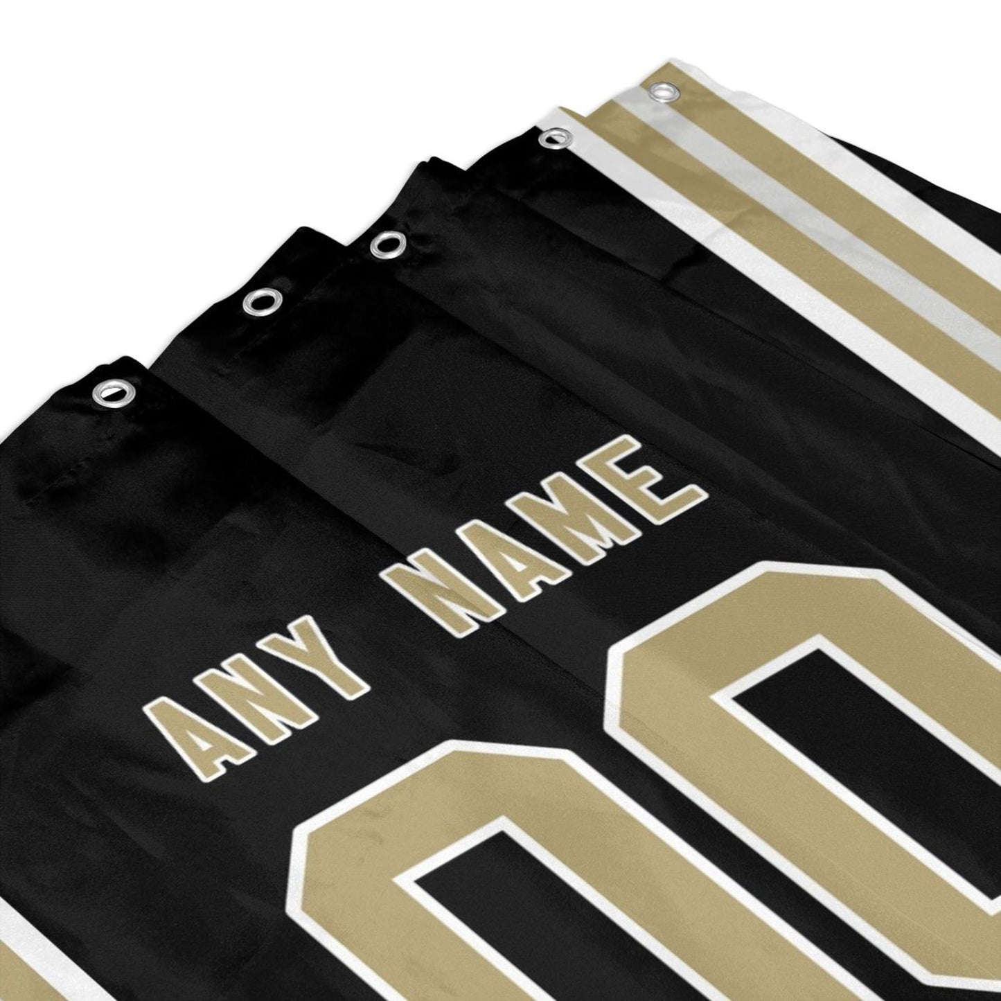 Custom Football New Orleans Saints style personalized shower curtain custom design name and number set of 12 shower curtain hooks Rings