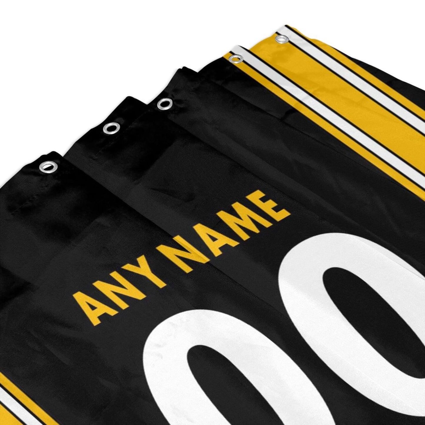 Custom Football Pittsburgh Steelers style personalized shower curtain custom design name and number set of 12 shower curtain hooks Rings