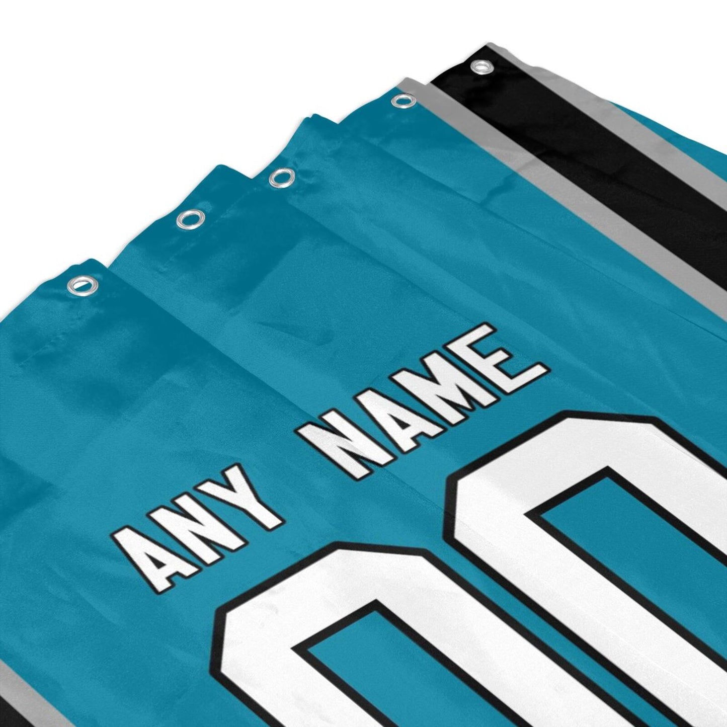 Custom Football Carolina Panthers style personalized shower curtain custom design name and number set of 12 shower curtain hooks Rings