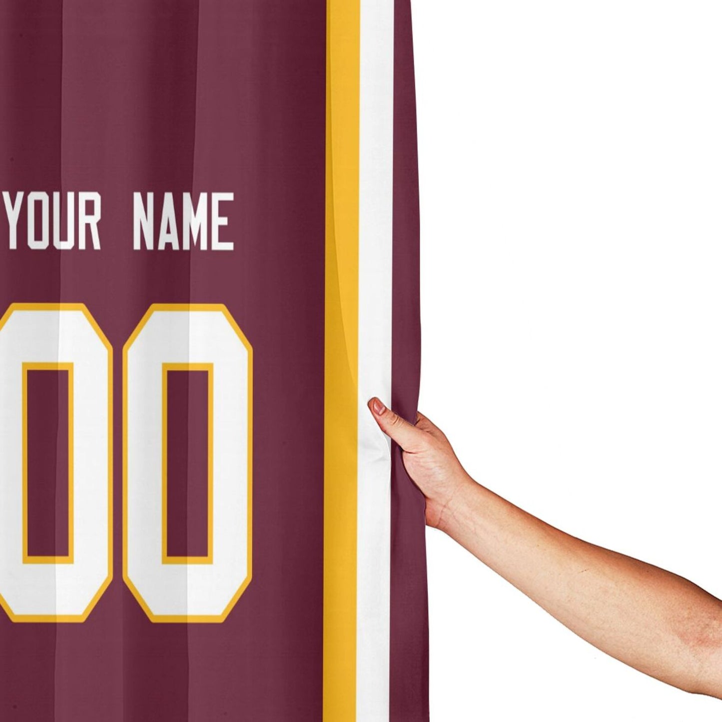 Custom Football Washington Commanders style personalized shower curtain custom design name and number set of 12 shower curtain hooks Rings