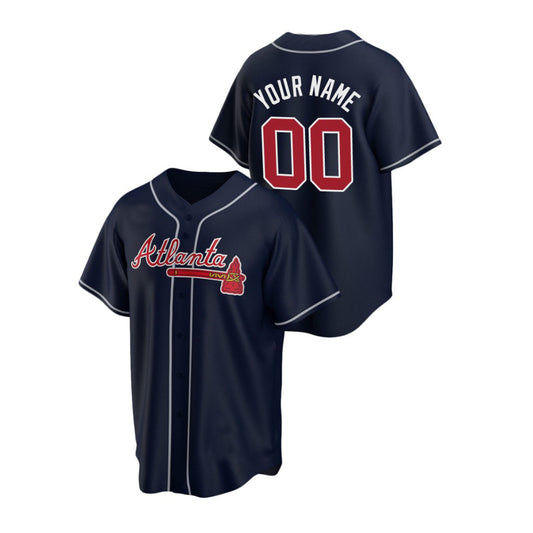 Custom Atlanta Braves Navy Stitched Baseball Jersey Men Youth And Women Birthday gift