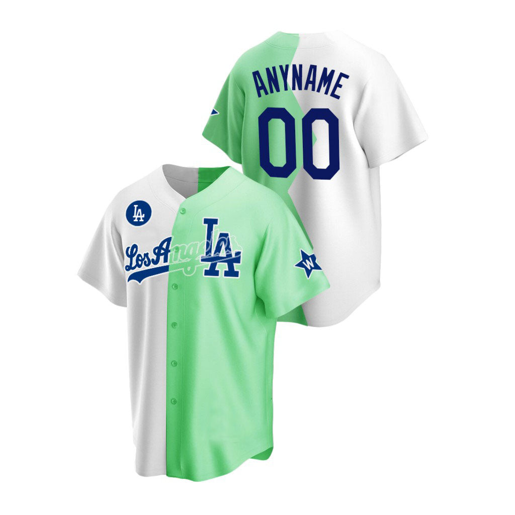 Custom Los Angeles Dodgers jersey 2022 All Star Celebrity Softball Game White Green Split Baseball Anniversary Gift