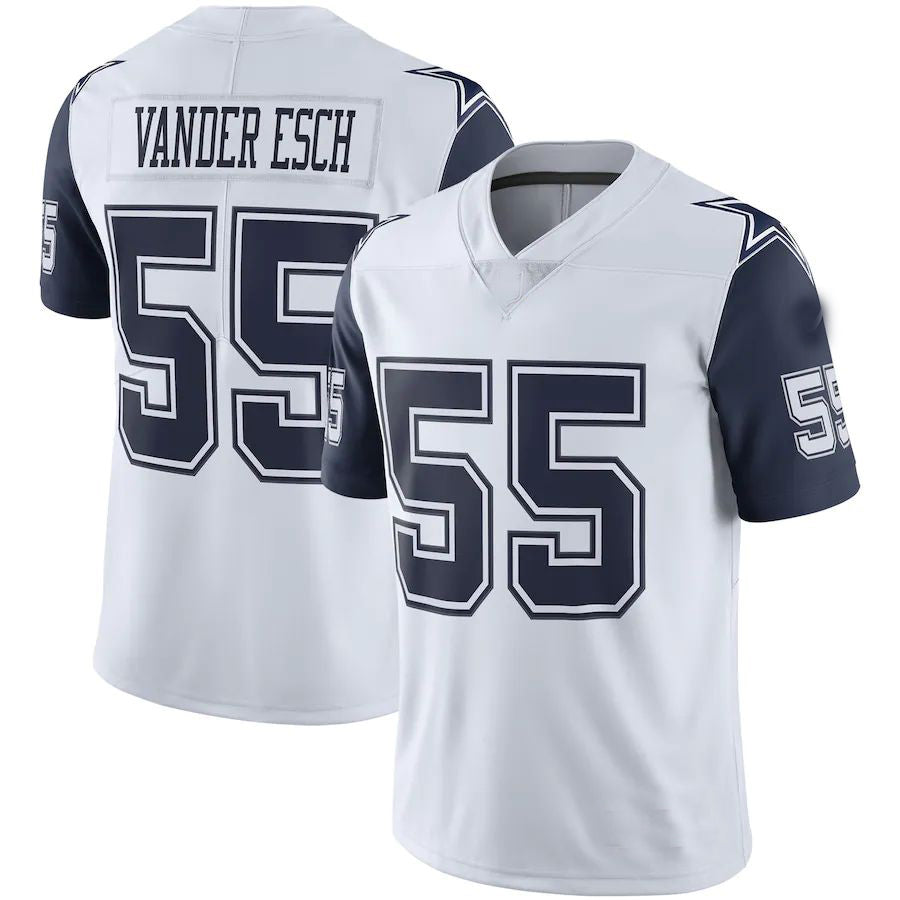 D.Cowboys #55 Leighton Vander Esch White Color Rush Vapor Limited Jersey Limited Jersey Stitched American Football Jerseys
