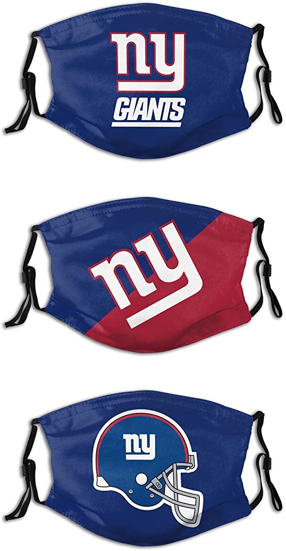 Football Face Mask Giants 3 Packs Washable Reusable Total With 6 Filters Breathable Sports Women Men Face Cover