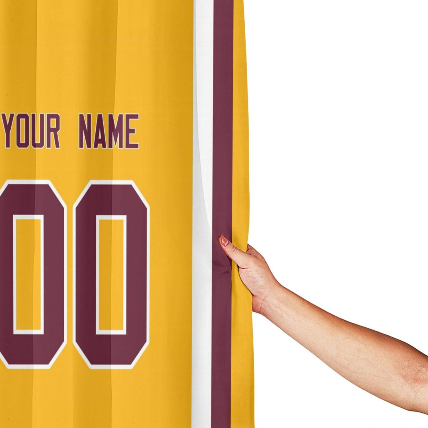 Custom Football Washington Commanders style personalized shower curtain custom design name and number set of 12 shower curtain hooks Rings