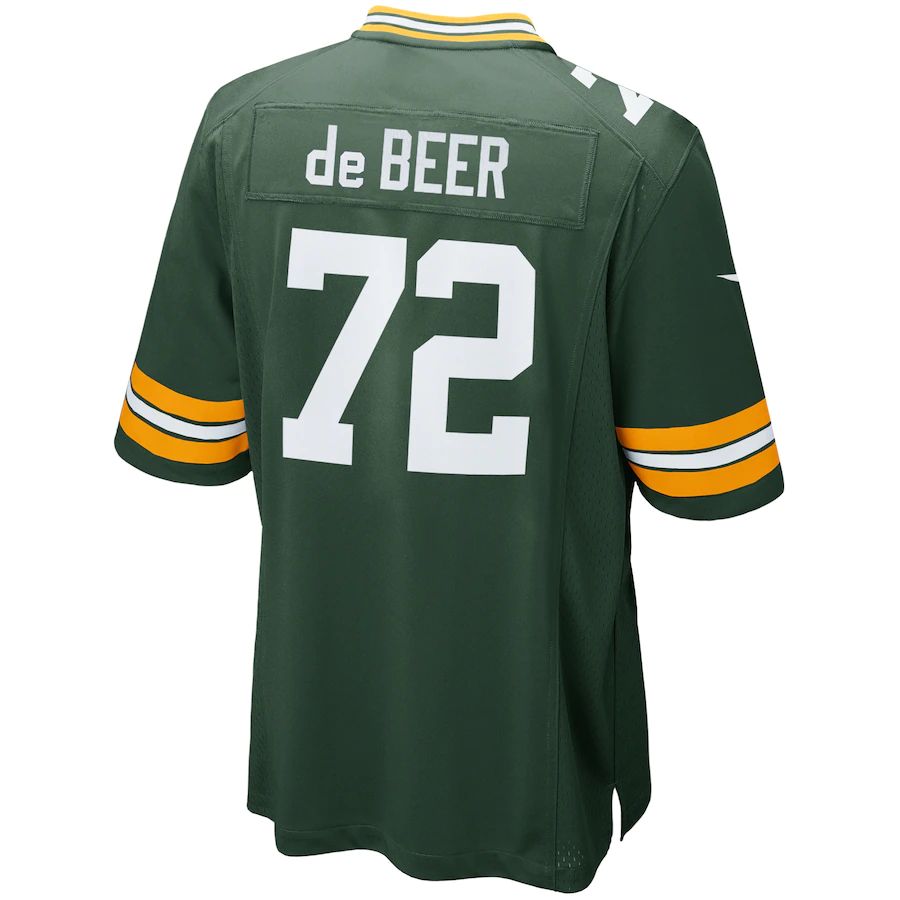 GB.Packers #72 Gerhard de Beer Green Game Jersey Stitched American Football Jerseys