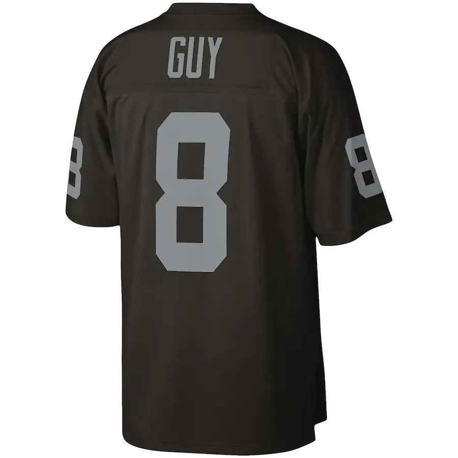 LV.Raiders #8 Ray Guy Mitchell & Ness Black 1976 Legacy Replica Jersey Stitched American Football Jerseys
