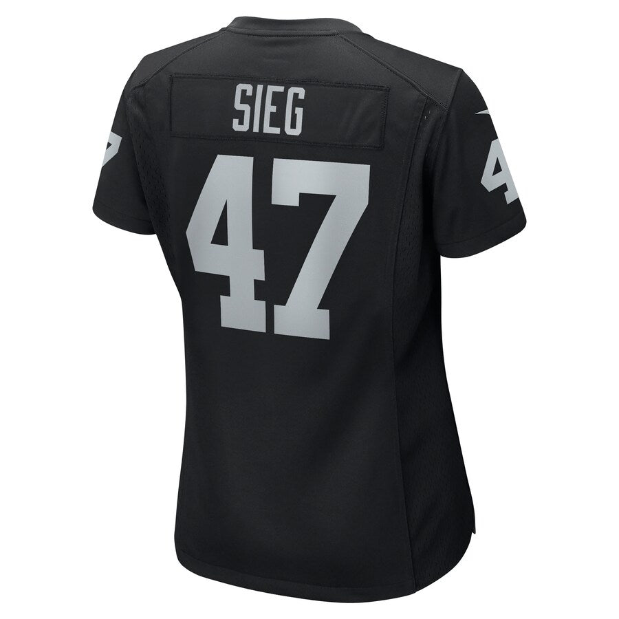 LV.Raiders #47 Trent Sieg Black Game Jersey Stitched American Football Jerseys