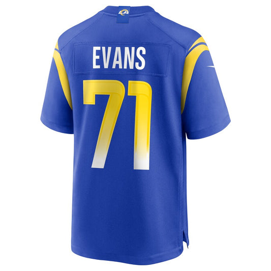 LA.Rams #71 Bobby Evans Royal Game Jersey Stitched American Football Jerseys