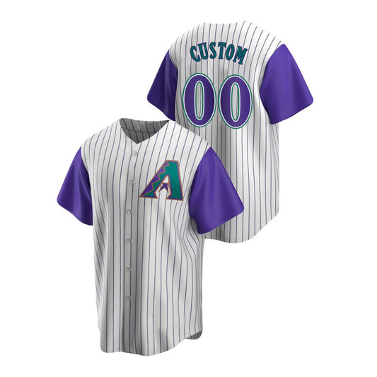 Men's Arizona Diamondbacks #00 Custom Alternate Cooperstown Collection Cream Purple Jersey
