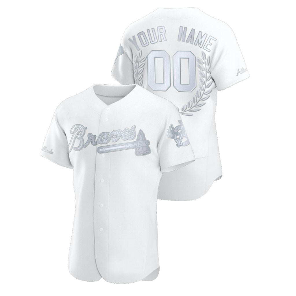 Men's Atlanta Braves Custom White Stitched Award Collection Jersey