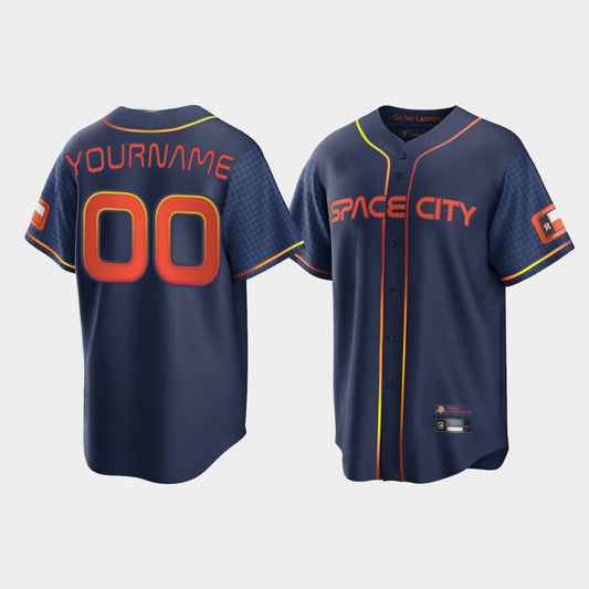 Custom Baseball Jerseys New Houston Astros Navy Stitched 2022 Space City Connect Jerseys