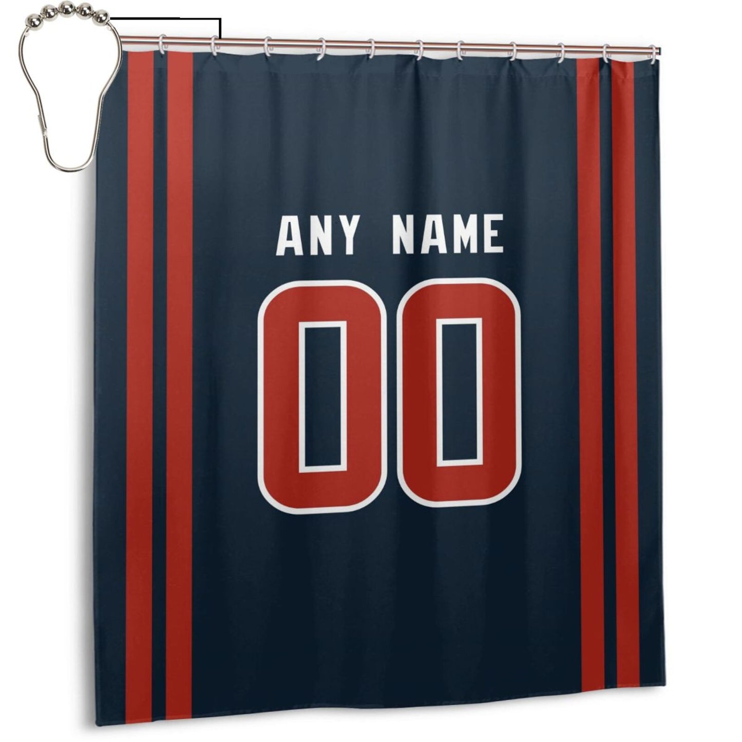 Custom Football Houston Texans style personalized shower curtain custom design name and number set of 12 shower curtain hooks Rings