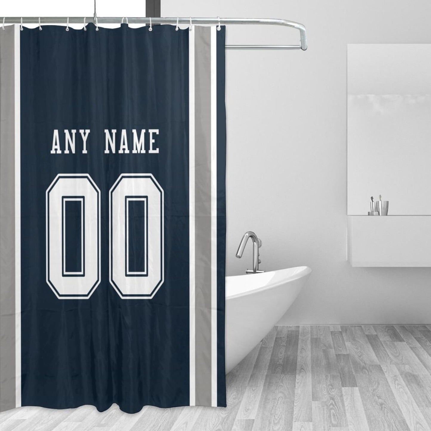 Custom Football Dallas Cowboys style personalized shower curtain custom design name and number set of 12 shower curtain hooks Rings