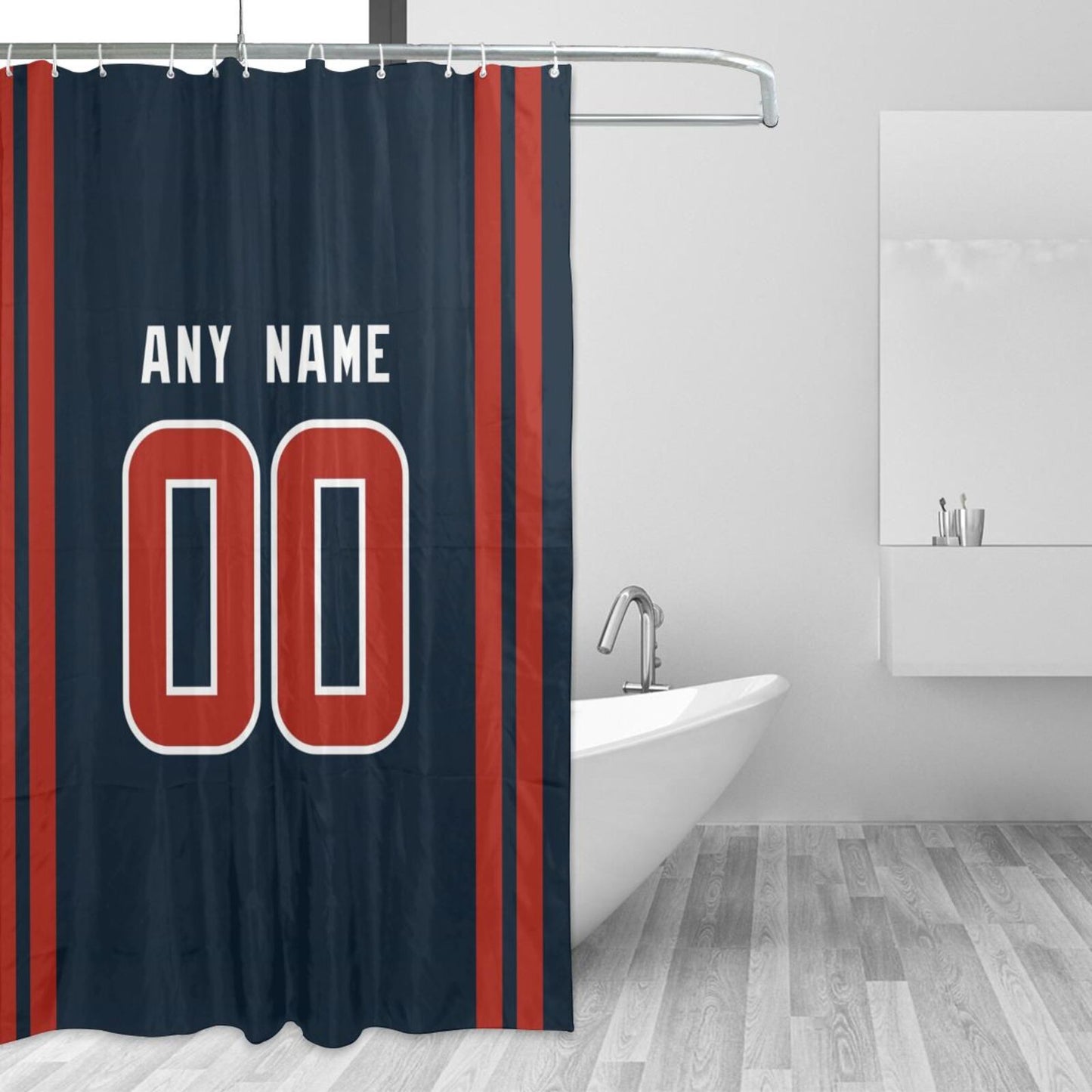 Custom Football Houston Texans style personalized shower curtain custom design name and number set of 12 shower curtain hooks Rings